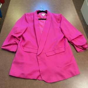 ODDY Hot Pink Ruched Sleeve Open Blazer - Women's Size 1XL
